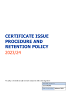 Certificate Issue Procedure and Retention Policy