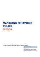 Managing Behaviour Policy