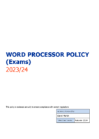 Word Processor Policy (Exams)