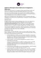 Katherine Warington School Admissions Arrangements 2026/27