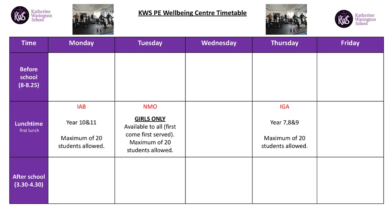 Wellness centre timetable 25-26 - KWS-1