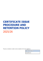 Certificate Issue Procedure and Retention